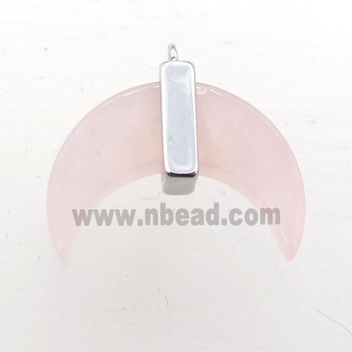 Rose Quartz crescent moon pendant