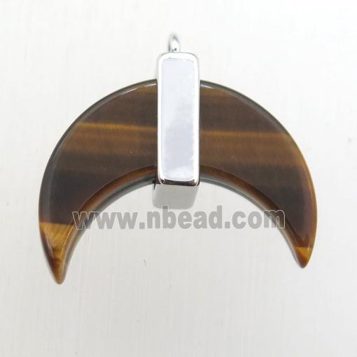 Tiger eye stone crescent moon pendant