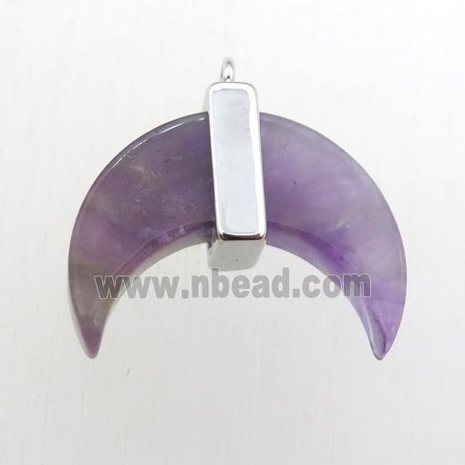 purple Amethyst crescent moon pendant