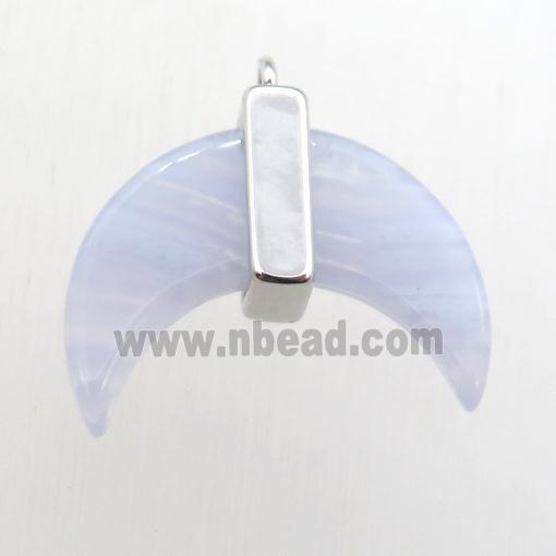 blue lace Agate crescent moon pendant