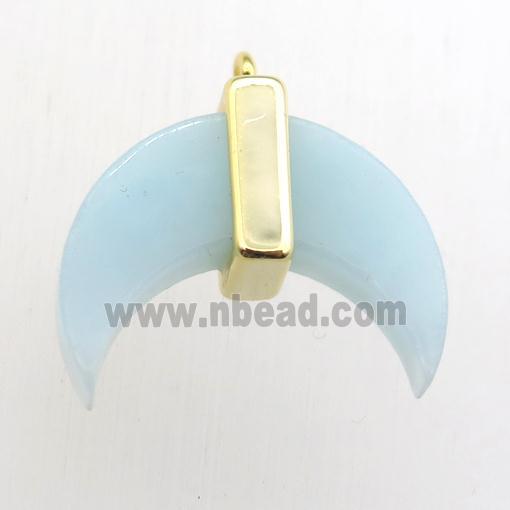 blue Amazonite crescent moon pendant