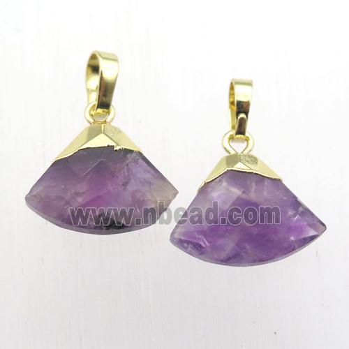 Amethyst fan pendant, gold plated