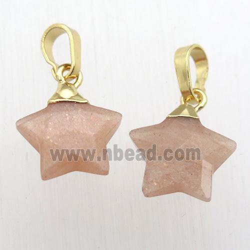 peach MoonStone star pendant, gold plated