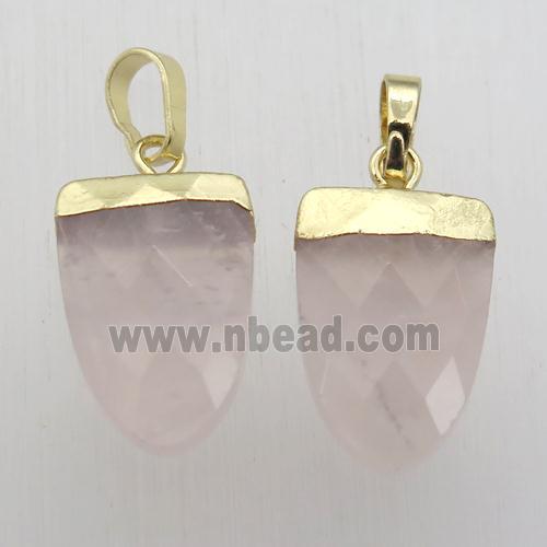 Rose Quartz Tongue Pendant Gold Plated