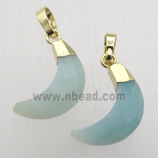 Amazonite crescent moon pendant, gold plated