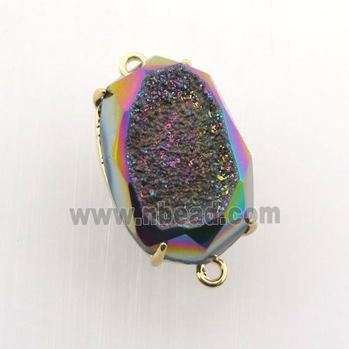 rainbow Agate Druzy oval connector