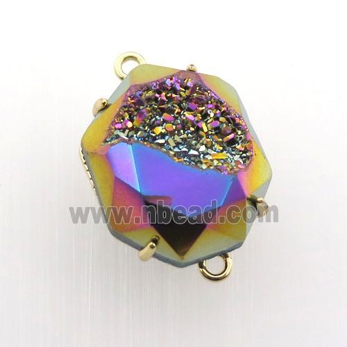 rainbow Agate Druzy hexagon connector