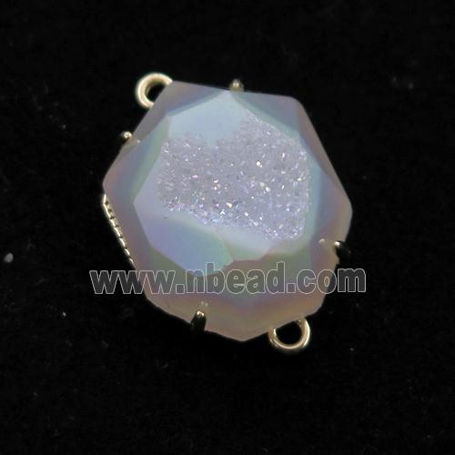 white AB-color Agate Druzy hexagon connector