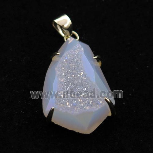 white AB-color Agate Druzy teardrop pendant