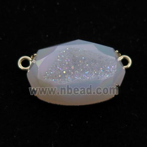 white AB-color Agate Druzy oval pendant