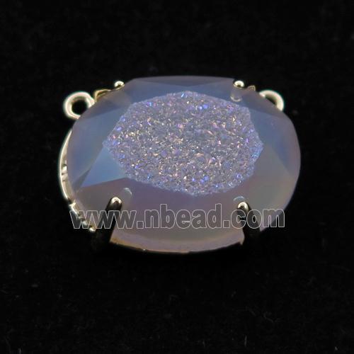 white AB-color Agate Druzy oval pendant