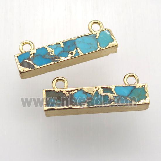 Mosaic Turquoise pendant, rectangle, gold plated