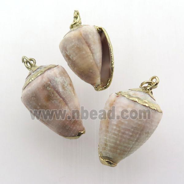 conch shell pendant, gold plated