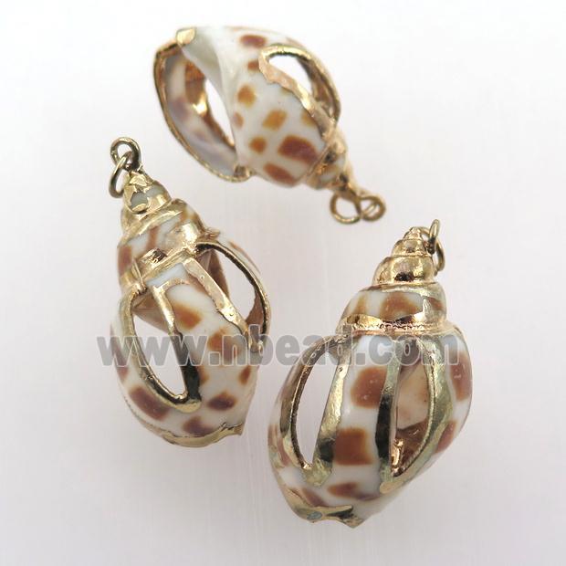 conch shell pendant, gold plated