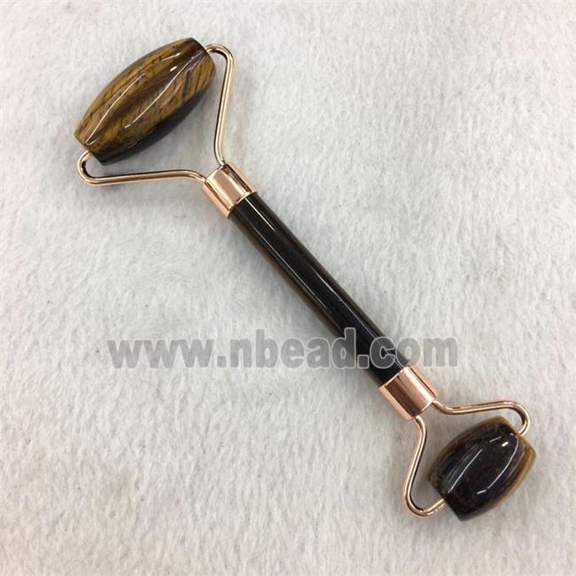 Tiger eye stone Roller GuaSha Massage Tools, rose gold