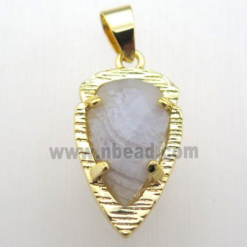 blue lace agate teardrop pendant, gold plated