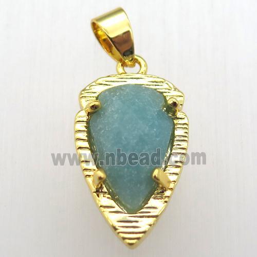 amazonite teardrop pendant, gold plated