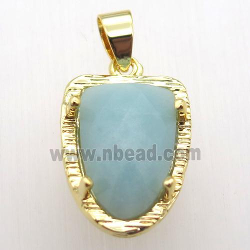 amazonite tongue pendant, gold plated