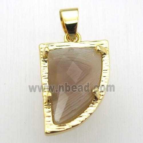 botswana agate horn pendant, gold plated