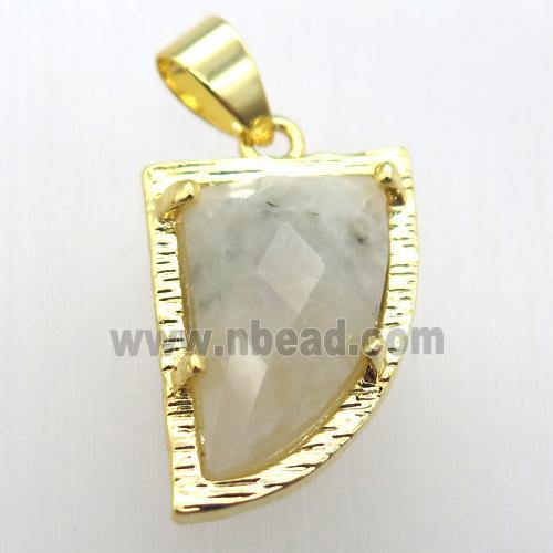 white moonstone horn pendant, gold plated