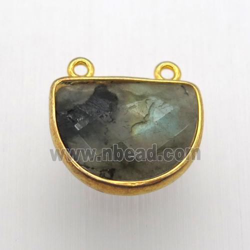 labradorite moon pendant, gold plated