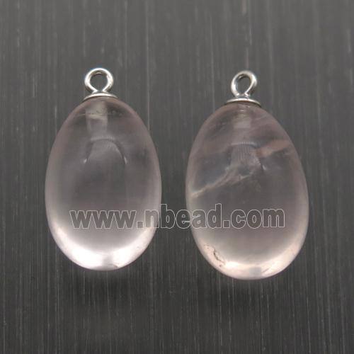 Clear Quartz egg pendant with 925 silver bail