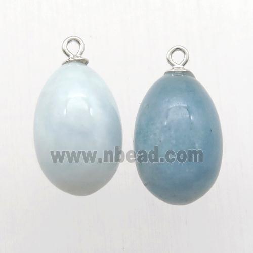 Aquamarine egg pendant with 925 silver bail