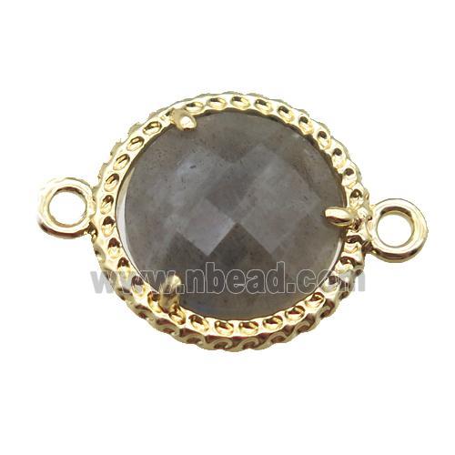 Labradorite circle connector, gold plated