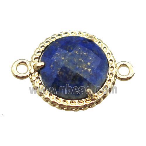 blue Lapis circle connector, gold plated