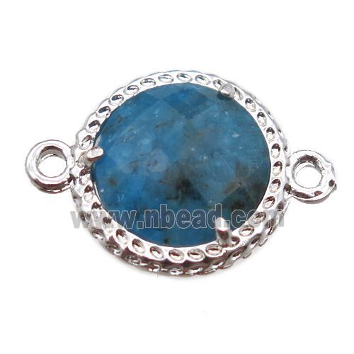 blue Apatite circle connector, platinum plated