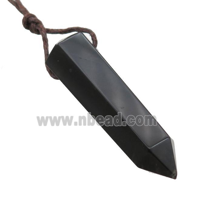 black onyx agate bullet pendant