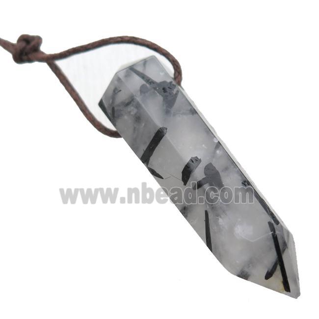 black Rutilated Quartz bullet pendant