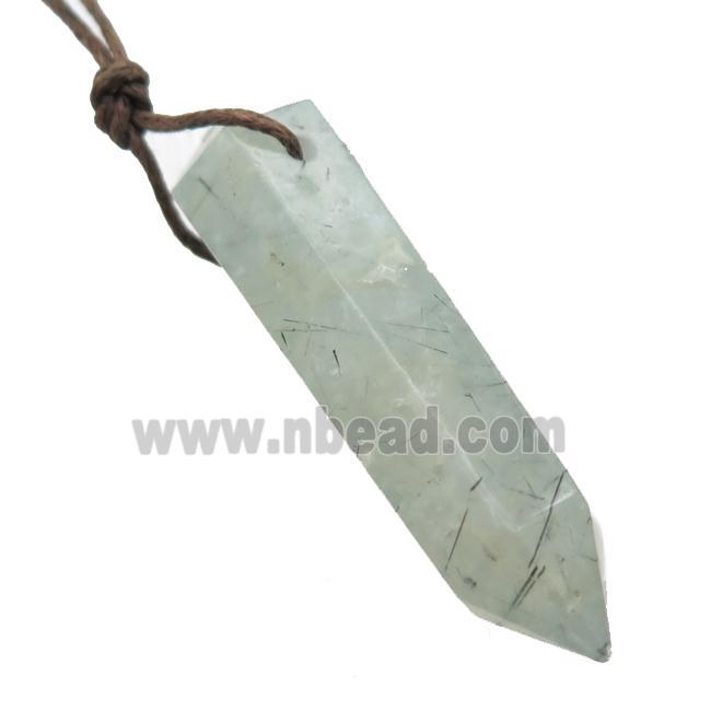 green Prehnite bullet pendant