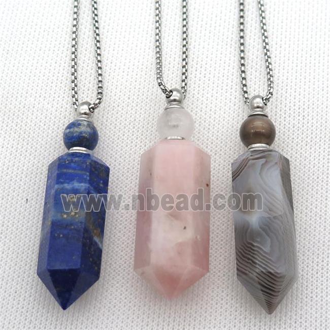 mixed Gemstone perfume bottle Necklace