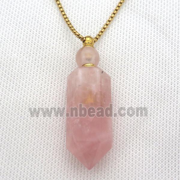 Rose Quartz perfume bottle Necklace