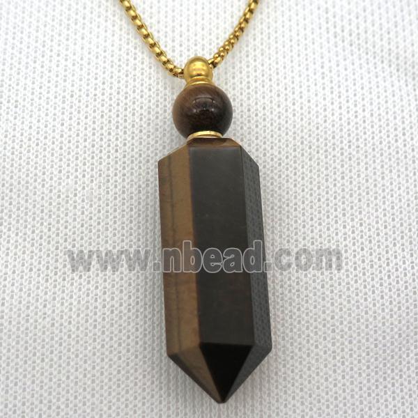 Tiger eye stone perfume bottle Necklace