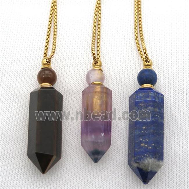 mixed Gemstone perfume bottle Necklace