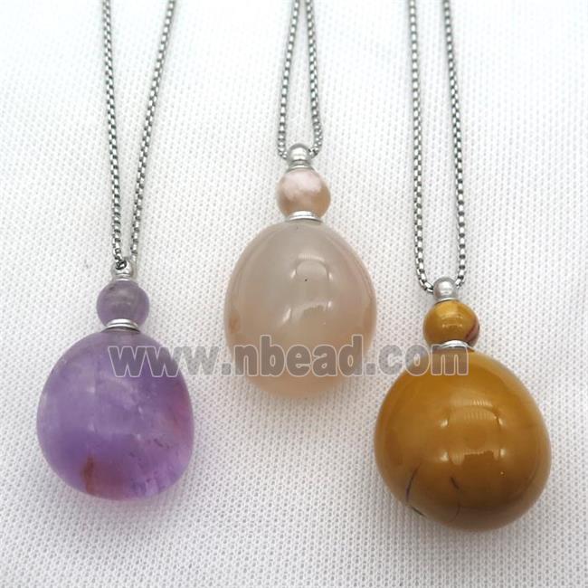 mixed Gemstone perfume bottle Necklace