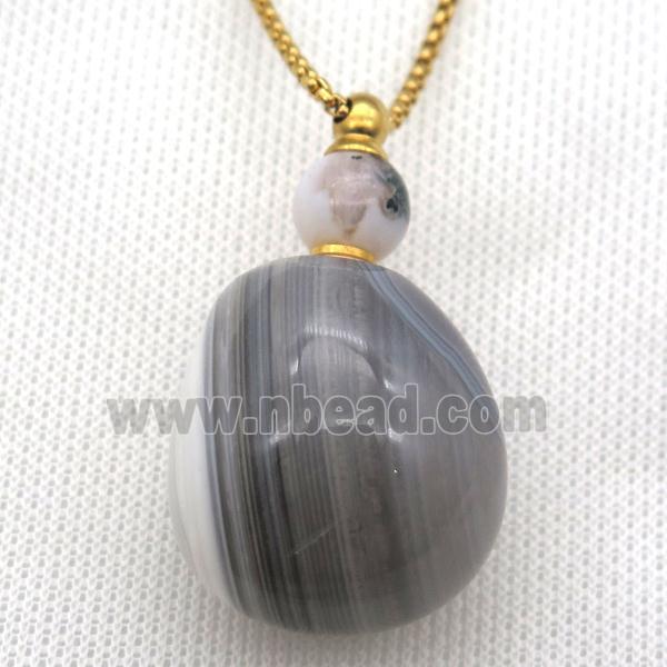 Botswana Agate perfume bottle Necklace