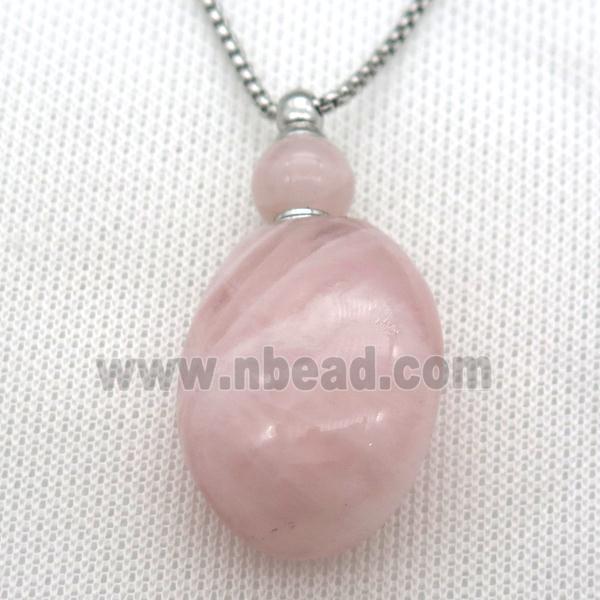 Rose Quartz perfume bottle Necklace