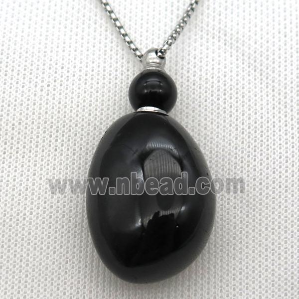 black Onyx Agate perfume bottle Necklace