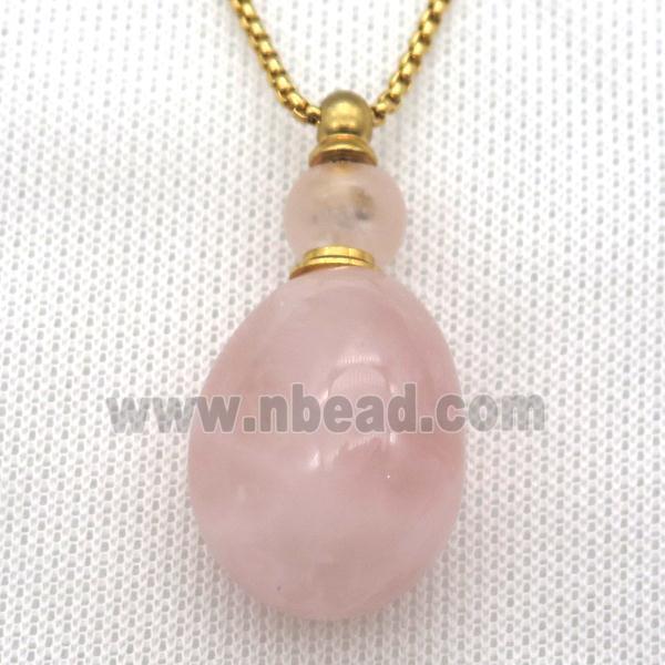 Rose Quartz perfume bottle Necklace