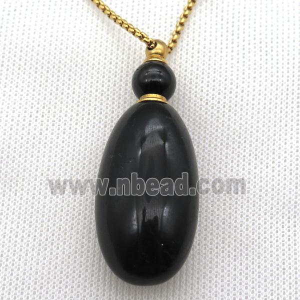 black Onyx Agate perfume bottle Necklace