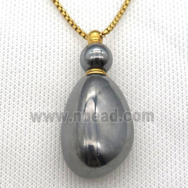 Hematite perfume bottle Necklace