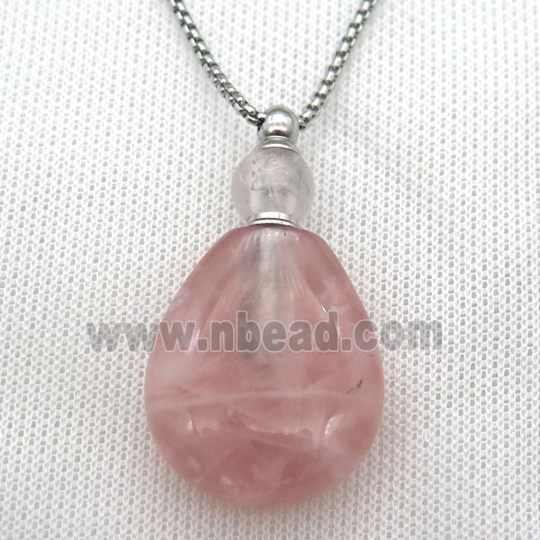 Rose Quartz perfume bottle Necklace