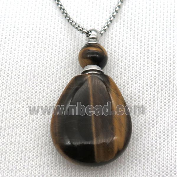 Tiger eye stone perfume bottle Necklace