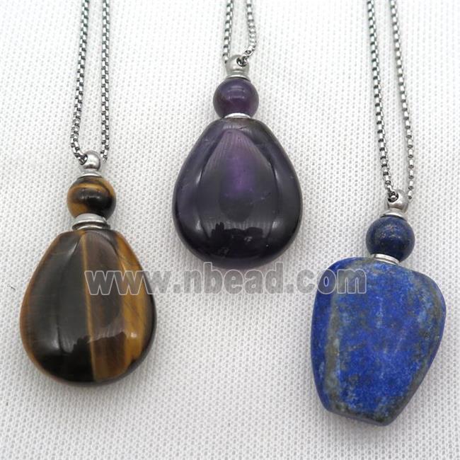 mixed Gemstone perfume bottle Necklace