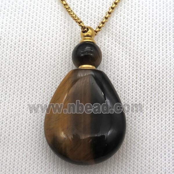 Tiger eye stone perfume bottle Necklace