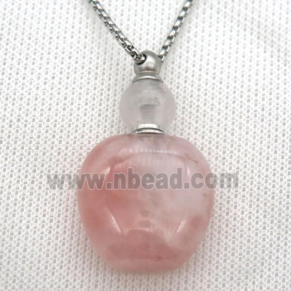 Rose Quartz perfume bottle Necklace