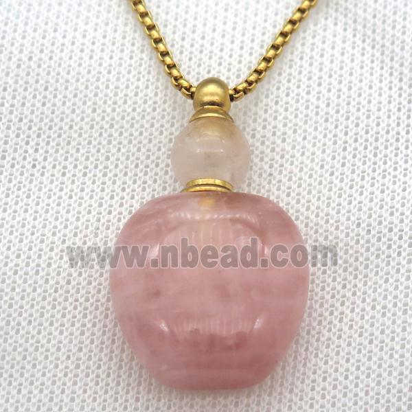 Rose Quartz perfume bottle Necklace